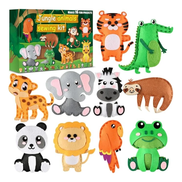 مجموعة أدوات خياطة مصنوعة من اللباد على شكل حيوانات الغابة مخصصة للأطفال
