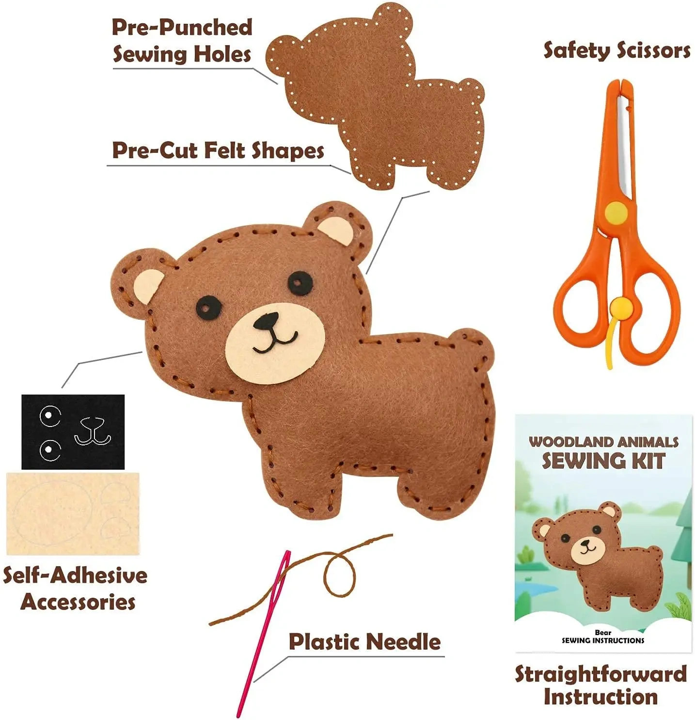 New Kids DIY Craft Toy Felt Sewing Kit S12 Woodland Animals