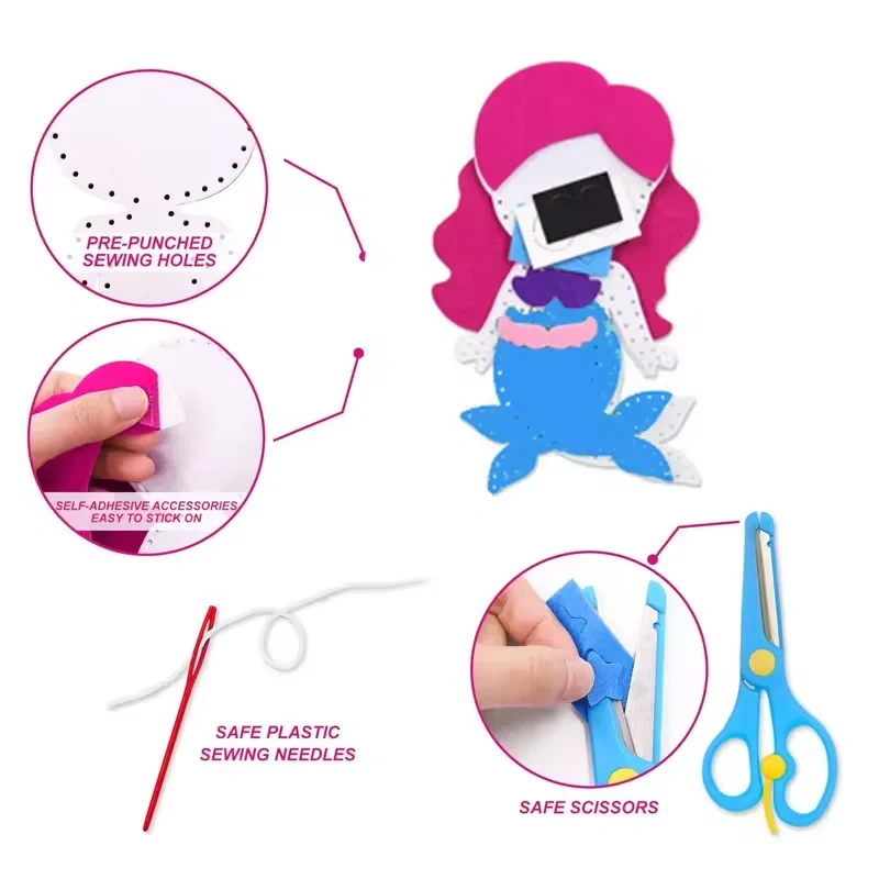 Kids Education DIY Toy Craft Felt Sewing Kit S8 Ocean Animals