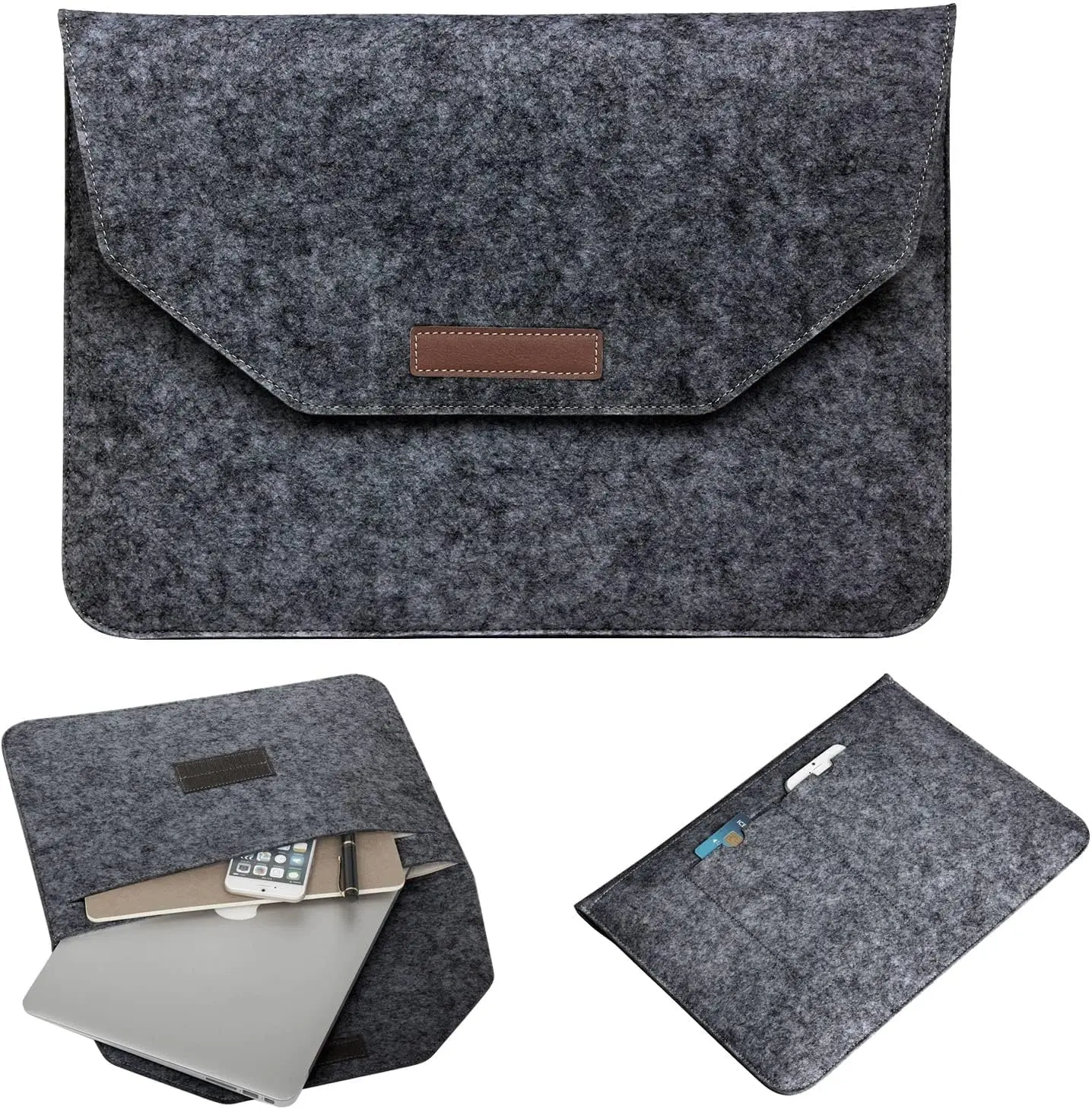 hot fashion cheap custom 13 14in pu leather compatible most carrying felt laptop case handle notebook bag sleeve