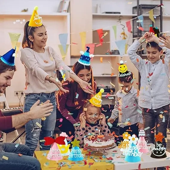 Chapeau cône en feutre personnalisé réutilisable pour cadeau d'anniversaire de bébé mignon