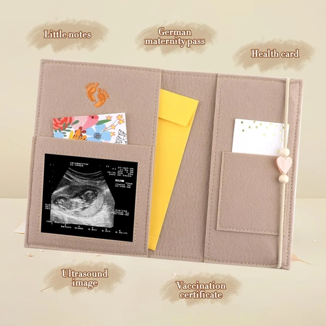 porta-documentos personalizado feito à mão, de feltro bege, protetor, porta-documentos, maternidade, capa para passaporte com chaveiros