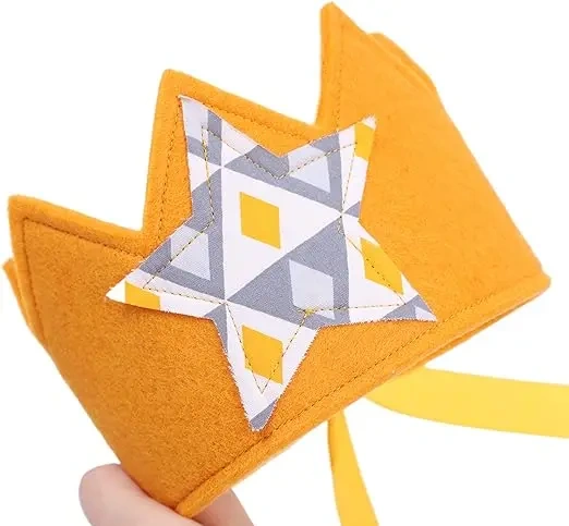 Custom Baby Gift Yellow Felt Kids Birthday Crown With Star