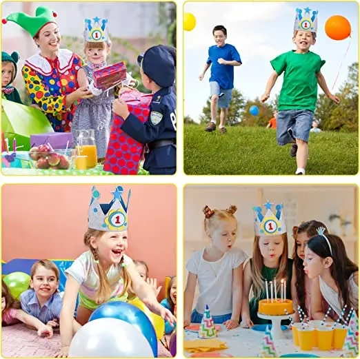 Decoração de aniversário de coroa de feltro fofa e reutilizável personalizada para bebês