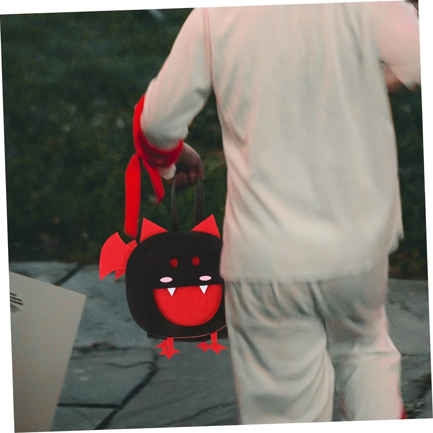 2024 Trick or Treat Black Red Bat Felt Halloween Candy Bag