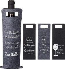 Túi đựng chai rượu bằng vải nỉ không dệt màu đen xám dài thân thiện với môi trường du lịch năm 2024