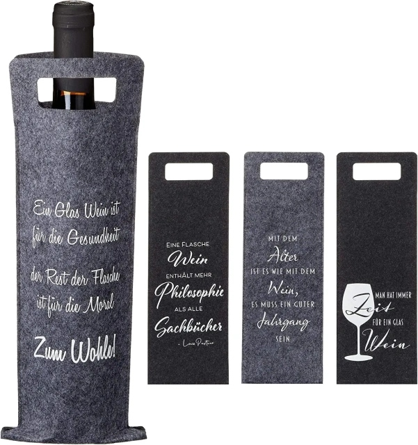 Túi đựng chai rượu bằng vải nỉ không dệt màu đen xám dài thân thiện với môi trường du lịch năm 2024