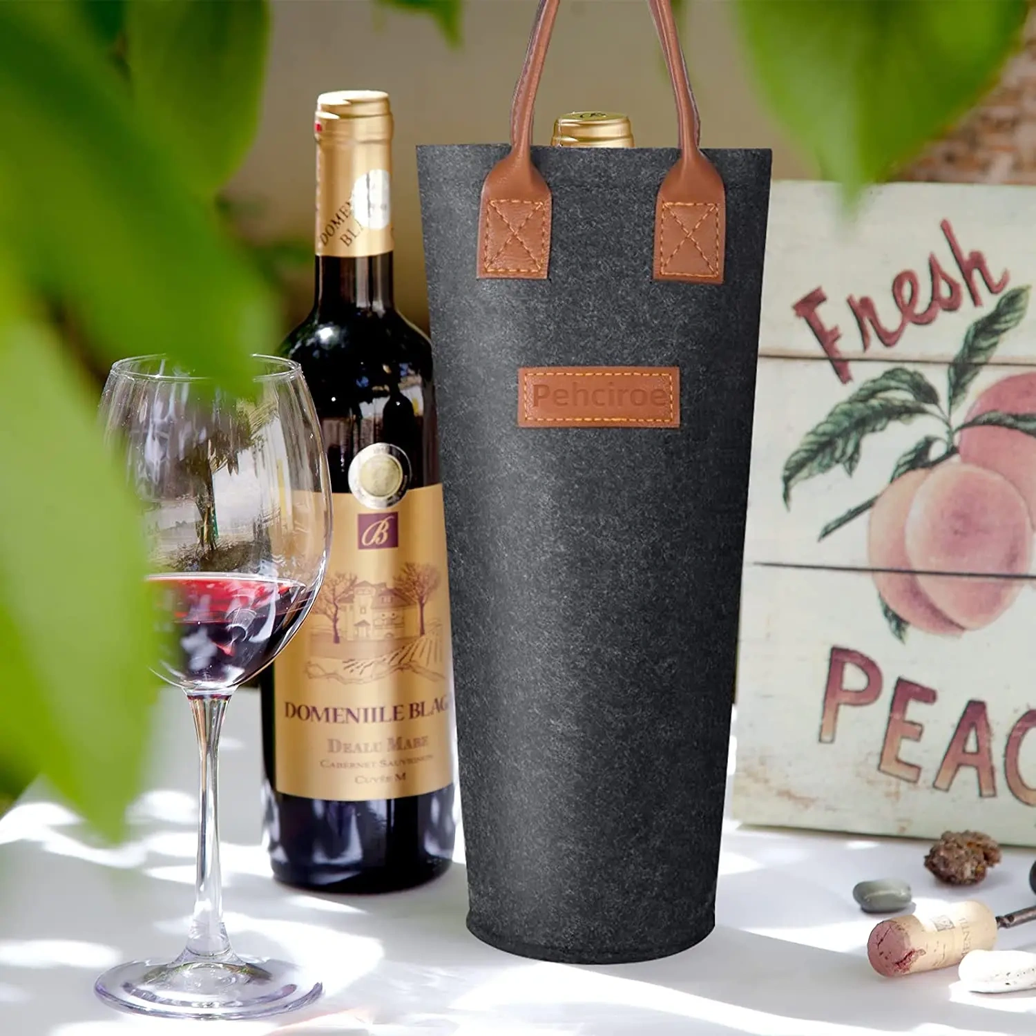 manufacturer large capacity portable eco single felt wine cooler bottle bag for wedding gift and wine lover's