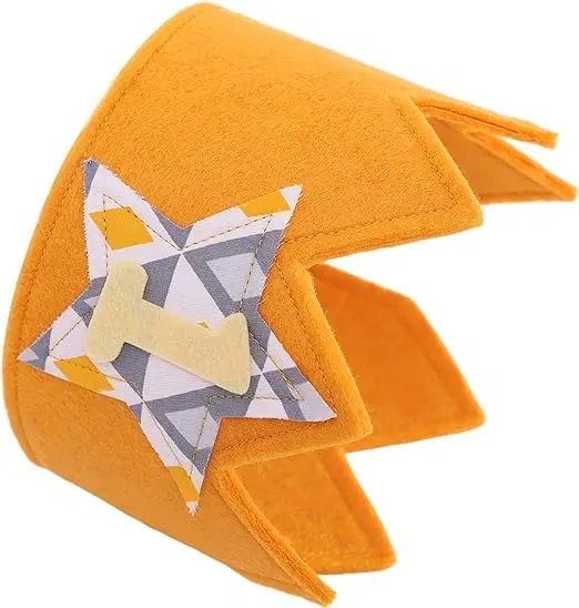Custom Baby Gift Yellow Felt Kids Birthday Crown With Star
