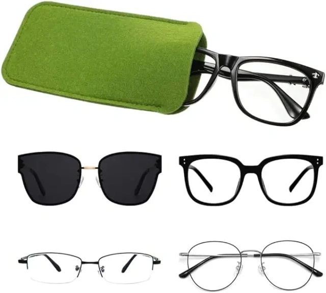 new design logo creative simple multi colors merino wool felt sunglasses soft storage package eyeglass glasses case