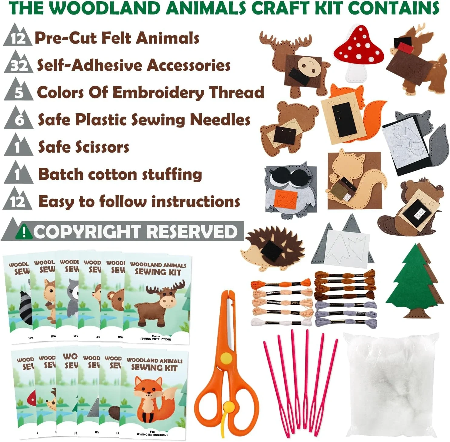 Kid Education Craft DIY Felt Sewing Kit S12 Woodland Animal