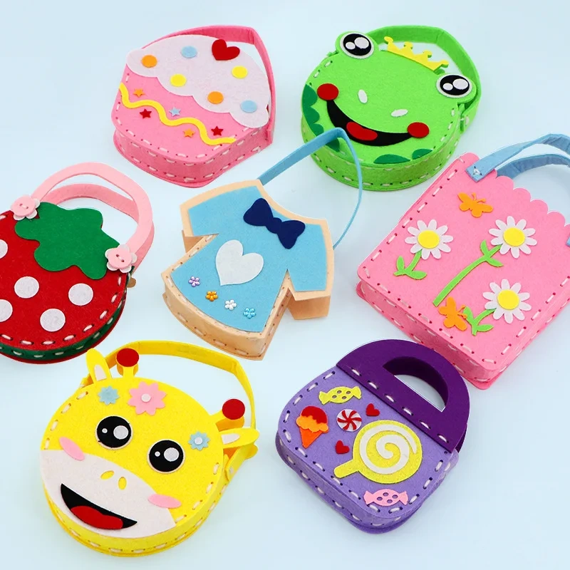 Custom Cute New Kids DIY Craft Toy Flower Bag Felt Sewing Kit