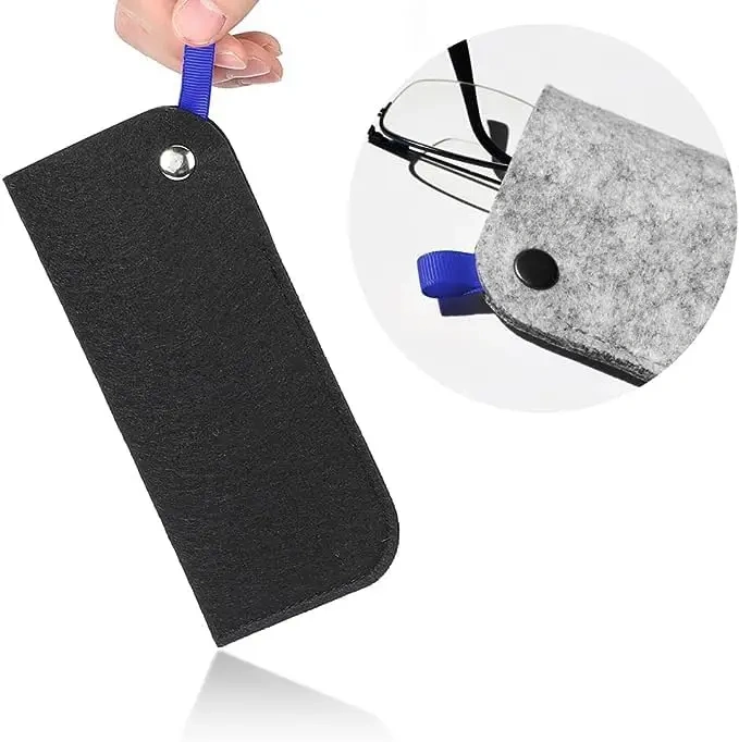 2024 new product gray pink soft custom felt fabric slip eyeglass cases portable travel glasses pouch for men women