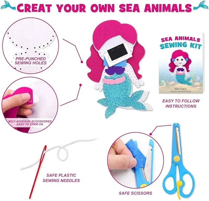 Kid Education Craft Art DIY Felt Sewing Kit S12 Sea Creature