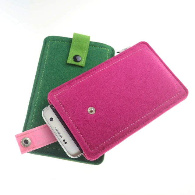 Túi đựng điện thoại di động thân thiện với môi trường phổ thông năm 2022 bán trực tiếp từ nhà máy Túi đựng điện thoại di động bằng nỉ có nút bấm bằng nhựa