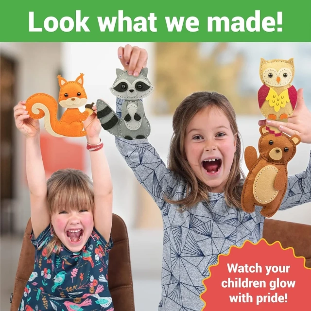 مجموعة أدوات خياطة ألعاب تعليمية للأطفال مصنوعة من اللباد الناعم مكونة من 8 حيوانات من الغابة