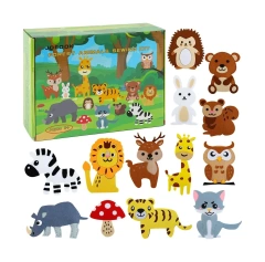 مجموعة ألعاب تعليمية ممتعة للأطفال مصنوعة يدويًا من حيوانات الغابة مصنوعة من اللباد