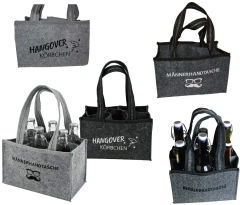 customized eco friendly carrying felt six pack beer wine gift bag water drink bottle sleeve carrier
