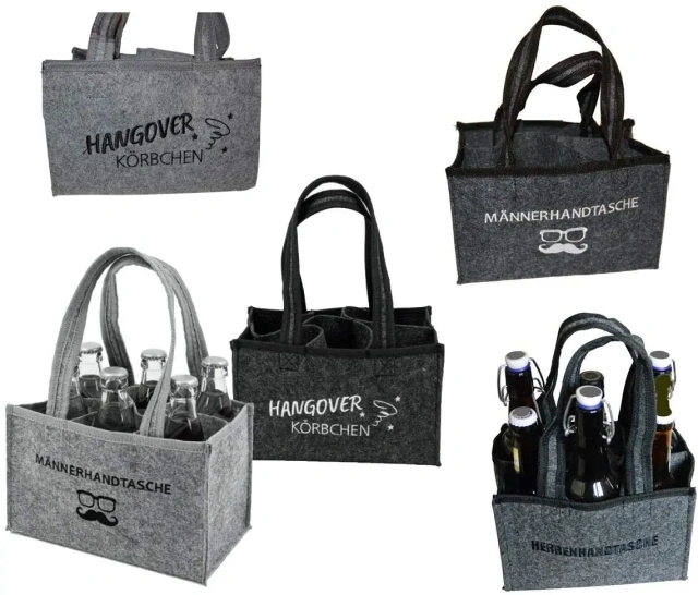 customized eco friendly carrying felt six pack beer wine gift bag water drink bottle sleeve carrier