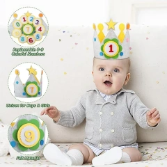 Chapéu de coroa de decoração de lembrança de aniversário infantil de feltro reutilizável