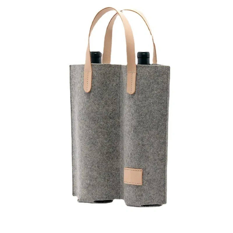 Custom Grapes Single Felt Bottle Wine Bag Portable Multicolor Polyester Wine Beer Bottle Bag for Party Picnic