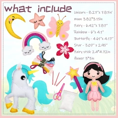 مجموعة خياطة يدوية من اللباد على شكل فراشة وحيد القرن للأطفال