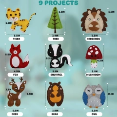 مجموعة خياطة ألعاب يدوية مخصصة للأطفال مصنوعة من اللباد S9 حيوانات الغابة