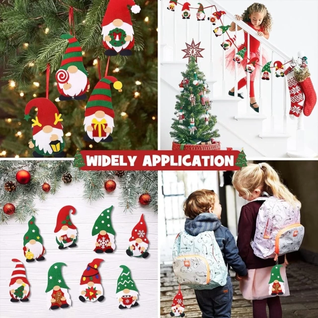 مجموعة أدوات الخياطة التعليمية للأطفال من اللباد S12 على شكل قزم عيد الميلاد