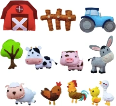 Kit de costura de feltro para artesanato infantil personalizado faça você mesmo S12 animais de fazenda