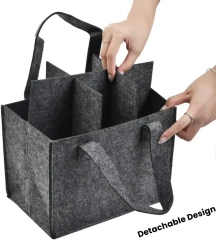 Túi đựng rượu vang di động có ngăn chia có thể tháo rời Túi vải nỉ đựng rượu vang Chất liệu bền có quai xách