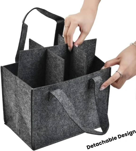 Túi đựng rượu vang di động có ngăn chia có thể tháo rời Túi vải nỉ đựng rượu vang Chất liệu bền có quai xách