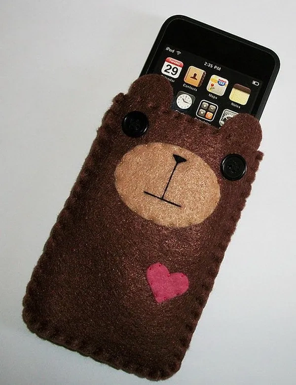 custom design multifunctional felt fashion soft biodegradable cute printed dog cool cel phone case for girl men women OEM