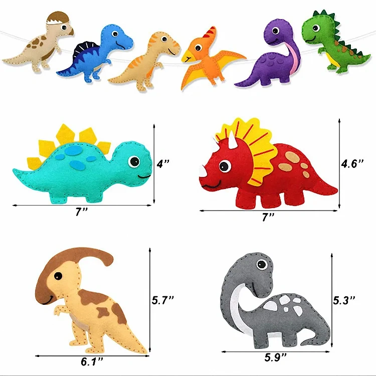 Kids Fun Education Craft DIY Dinosaur Century Felt Sew Kit