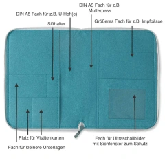 Housse de passeport personnalisée en feutre à fermeture éclair bicolore avec cœurs