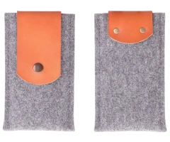 Estuche para teléfono móvil de fieltro de poliéster perforado con aguja RPET reciclado con logotipo impreso en color y tamaño personalizado para hombres, mujeres y niños