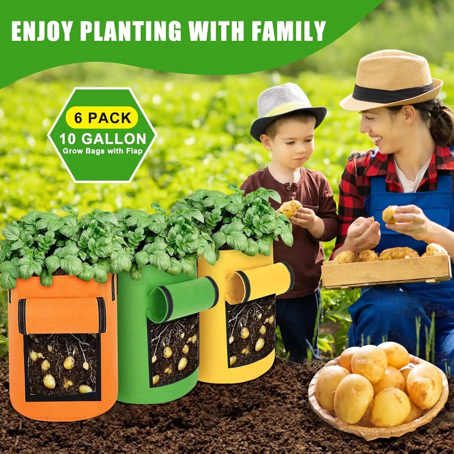 in stock cheap various colors flap durable handle thickened nonwoven fabric plant vegetable potato bags heavy duty grow pots