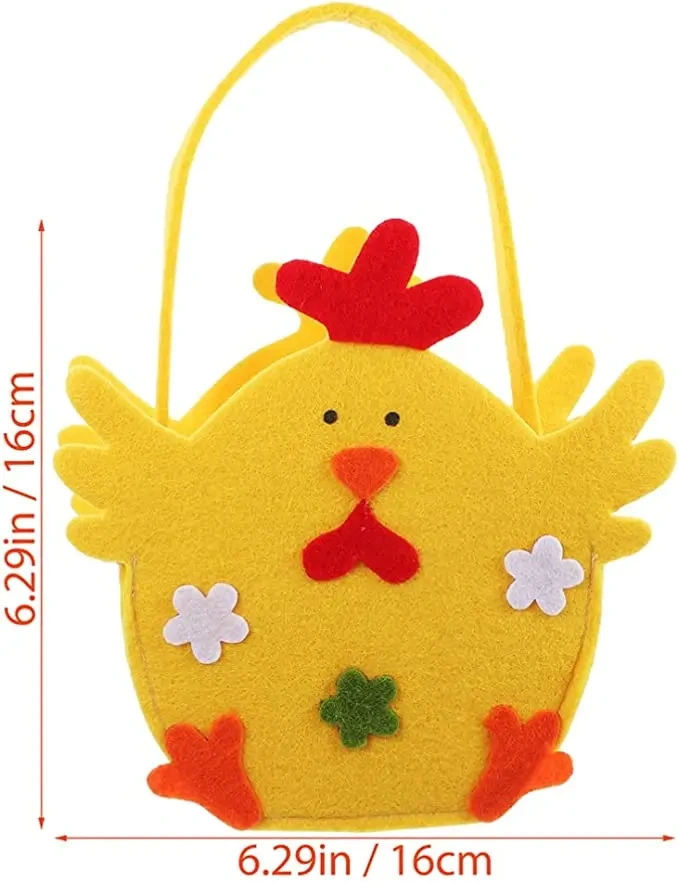 wholesale cute custom logo eco small chicken felt easter baskets, candy gift bag for kids holiday festival party favor