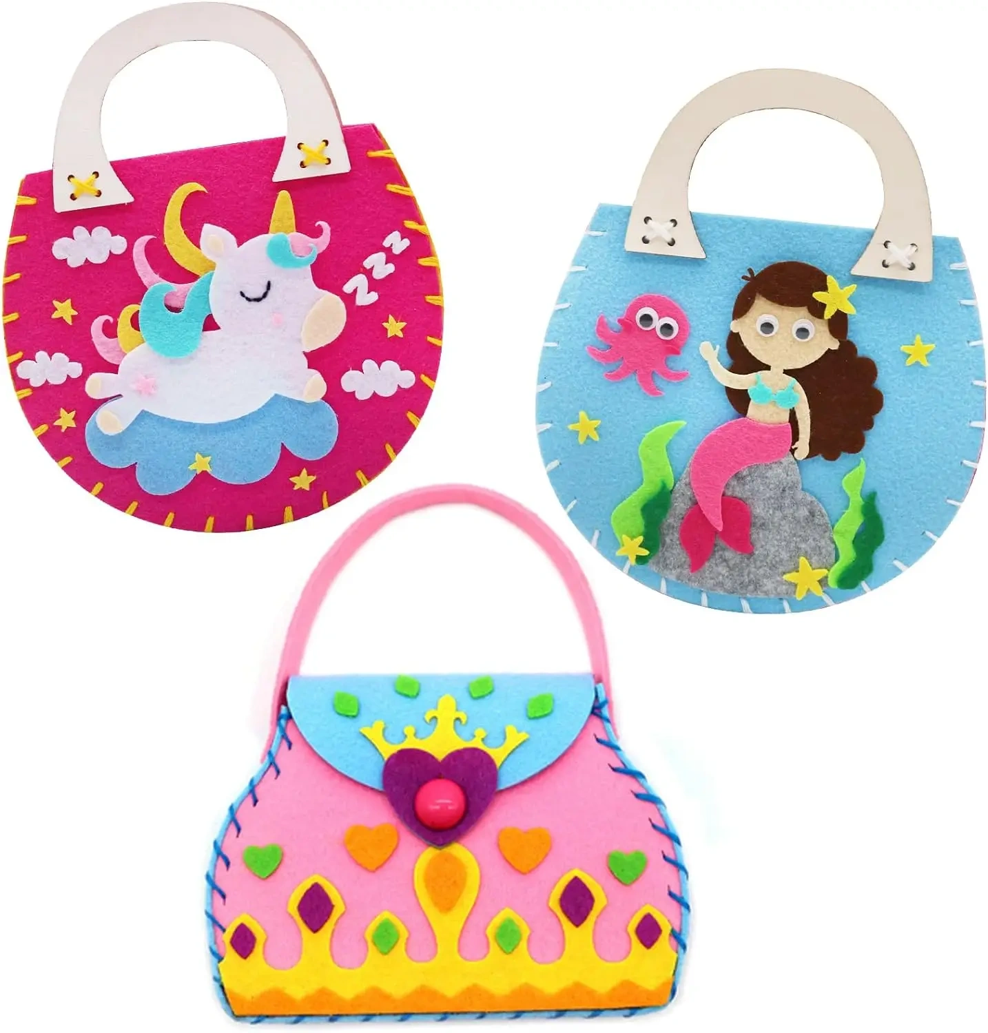 Kids Fun Education Toy Craft DIY Decorate Bag Felt Sew Kit