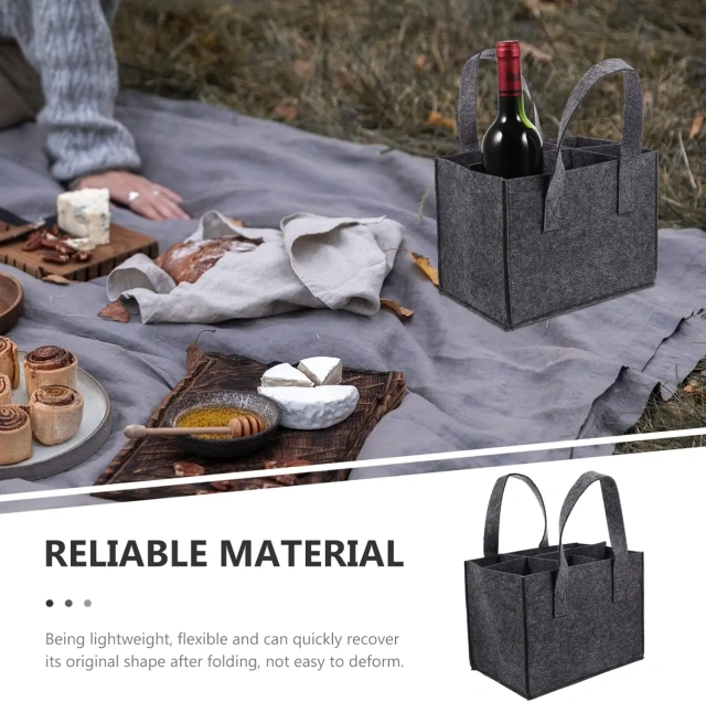 Túi đựng rượu vang di động có ngăn chia có thể tháo rời Túi vải nỉ đựng rượu vang Chất liệu bền có quai xách