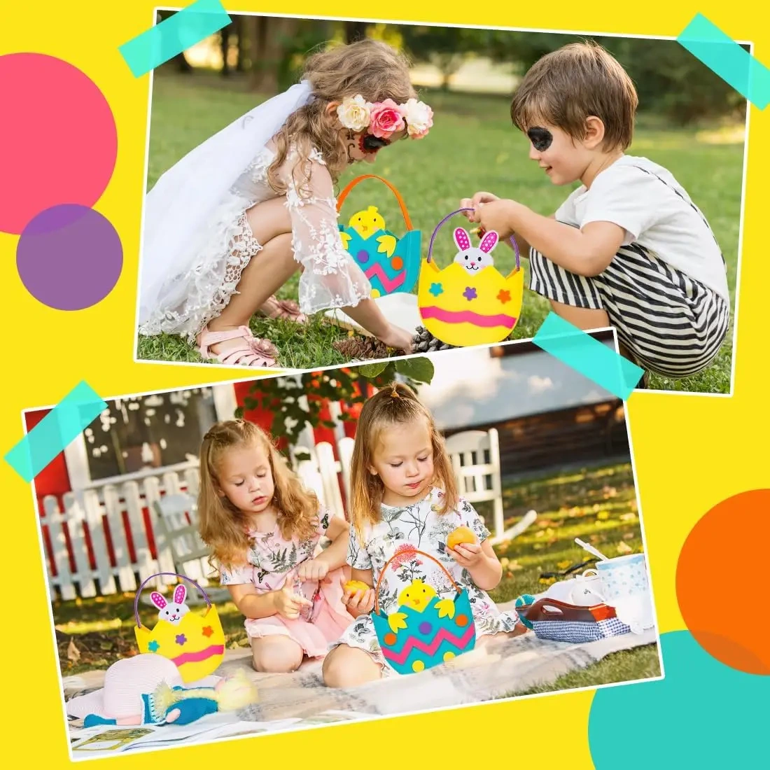 free sample wholesale Easter decoration party novelties egg hunt baskets felt Easter bunny candy gift bags for kids