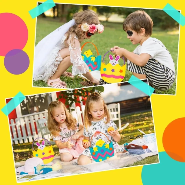 عينة مجانية بالجملة ديكورات حفلات عيد الفصح سلال صيد البيض المصنوعة من اللباد وأكياس هدايا حلوى أرنب عيد الفصح للأطفال