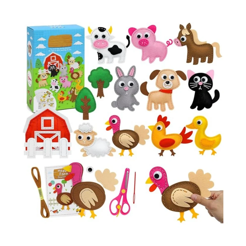 Kid Education Craft Art DIY Felt Sewing Kit S12 Farm Animal