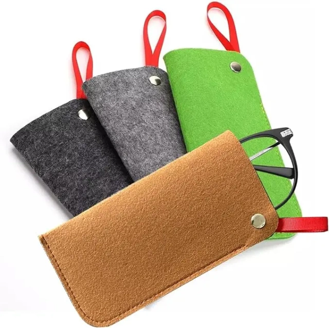 Étui à lunettes de soleil en tissu feutré personnalisé à bas prix, sac d'emballage de montre portable à glissement souple, pochette à lunettes