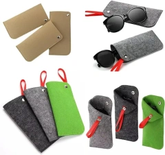 Étui à lunettes de soleil en tissu feutré personnalisé à bas prix, sac d'emballage de montre portable à glissement souple, pochette à lunettes