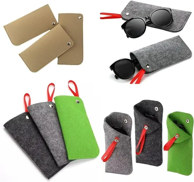 Étui à lunettes de soleil en tissu feutré personnalisé à bas prix, sac d'emballage de montre portable à glissement souple, pochette à lunettes