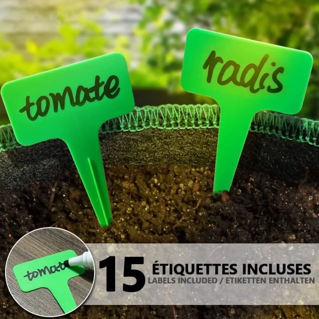 Bolsa de tela no tejida negra, ligera y duradera, personalizada, con tapón para plantas para tomates, pepinos, patatas y fresas