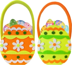 Vente en gros de décorations de poussins de Pâques en feutre à sublimation, paniers de chasse aux œufs de Pâques pour décorations de fête pour enfants, sacs de bonbons, seaux de friandises