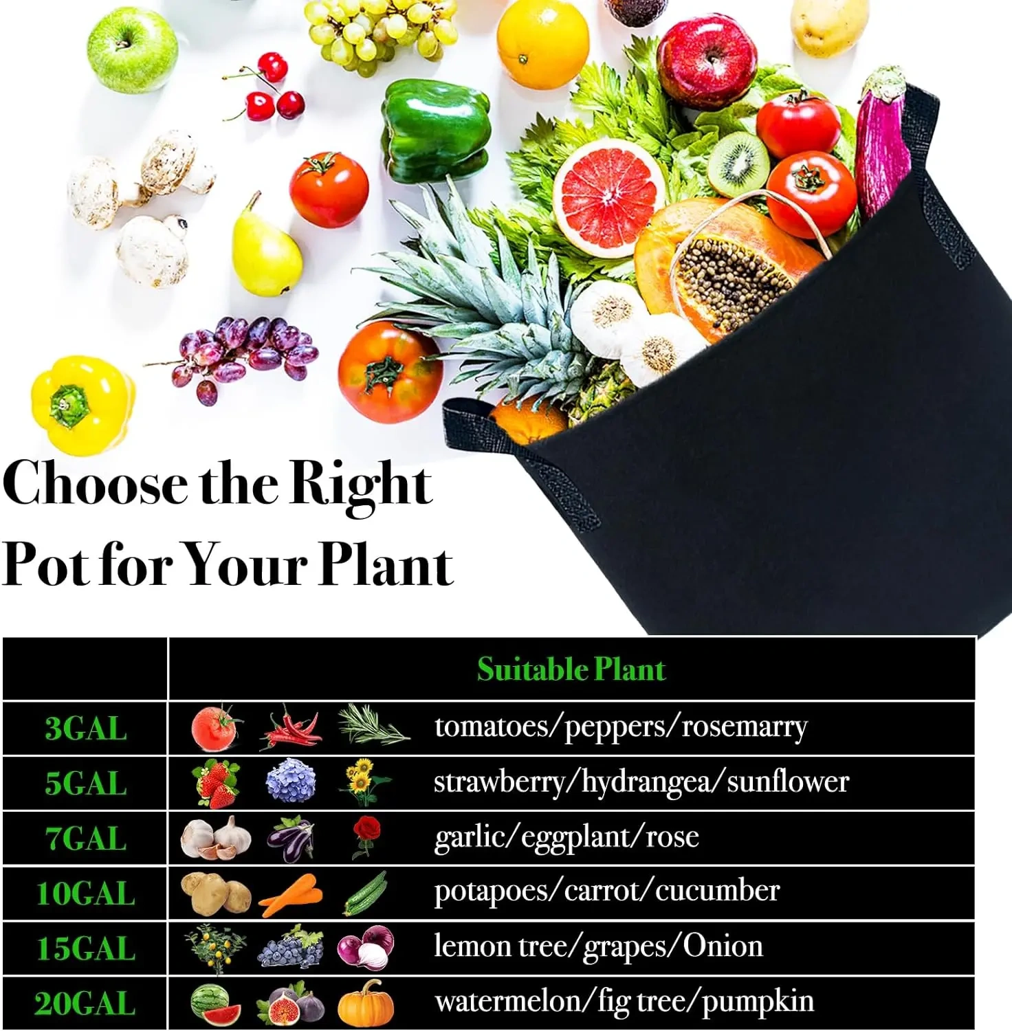 2024 new product multicolor mixed size outdoor durable handles fabric plant garden pots planters potato flower grow bags