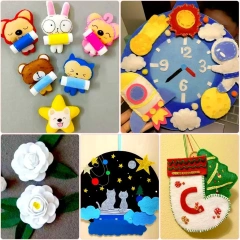 Feuille d'autocollants en feutre auto-adhésifs créatifs et amusants pour enfants