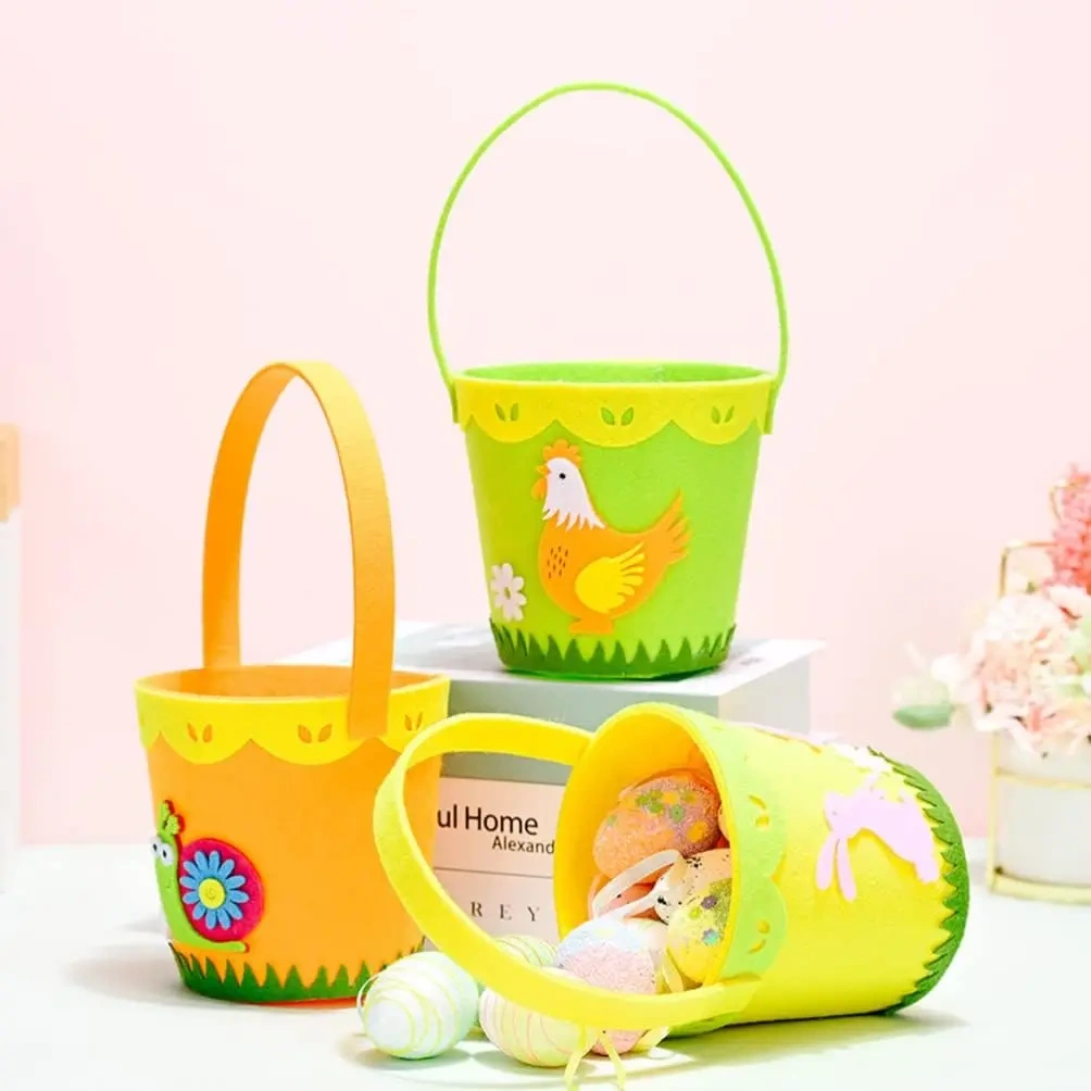 ce certification free sample new customize personalized sublimation chick cow candy bunny felt gift bag Easter baskets for kids